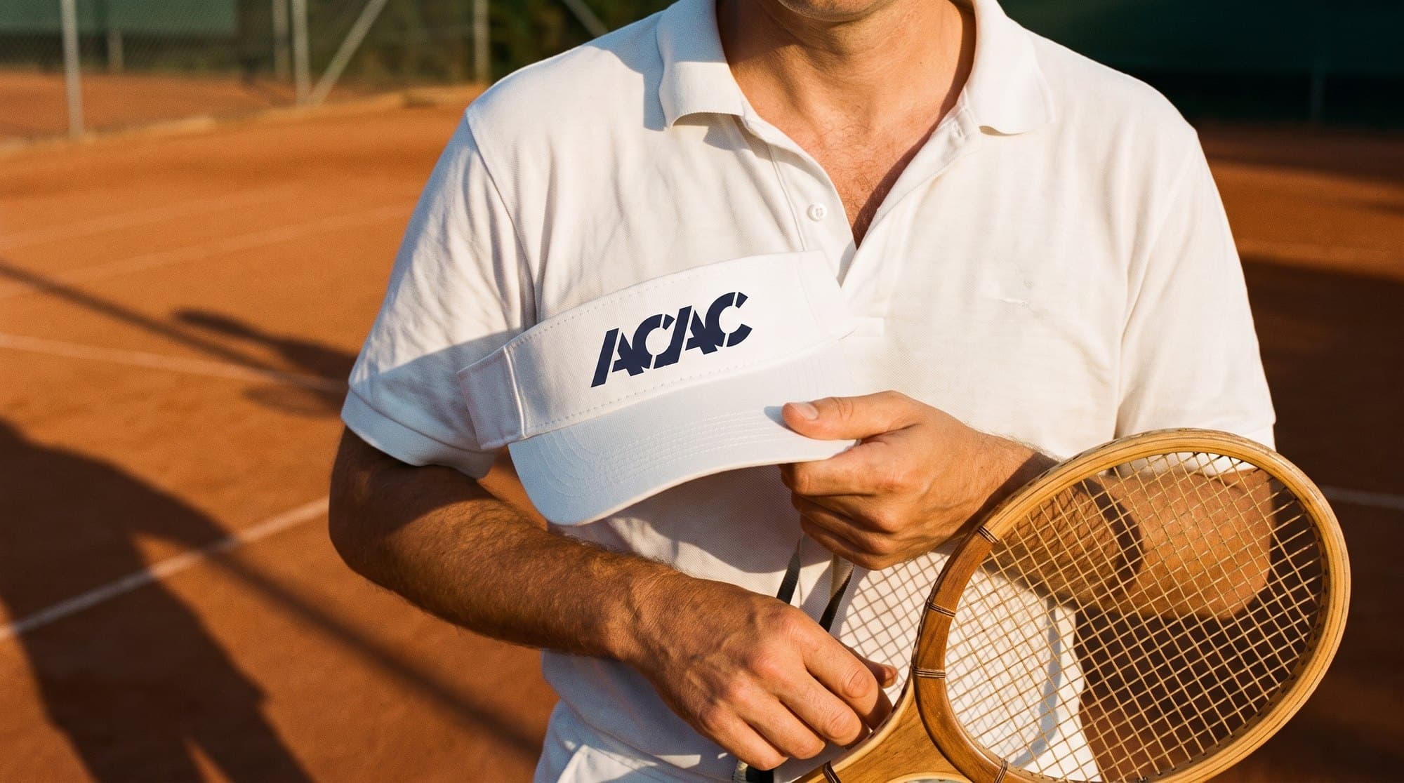 Members in acac visors on the clay courts